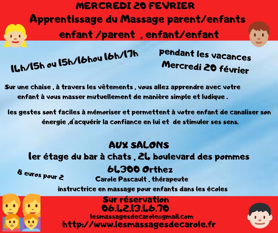 Apprentissage du massage parents enfants