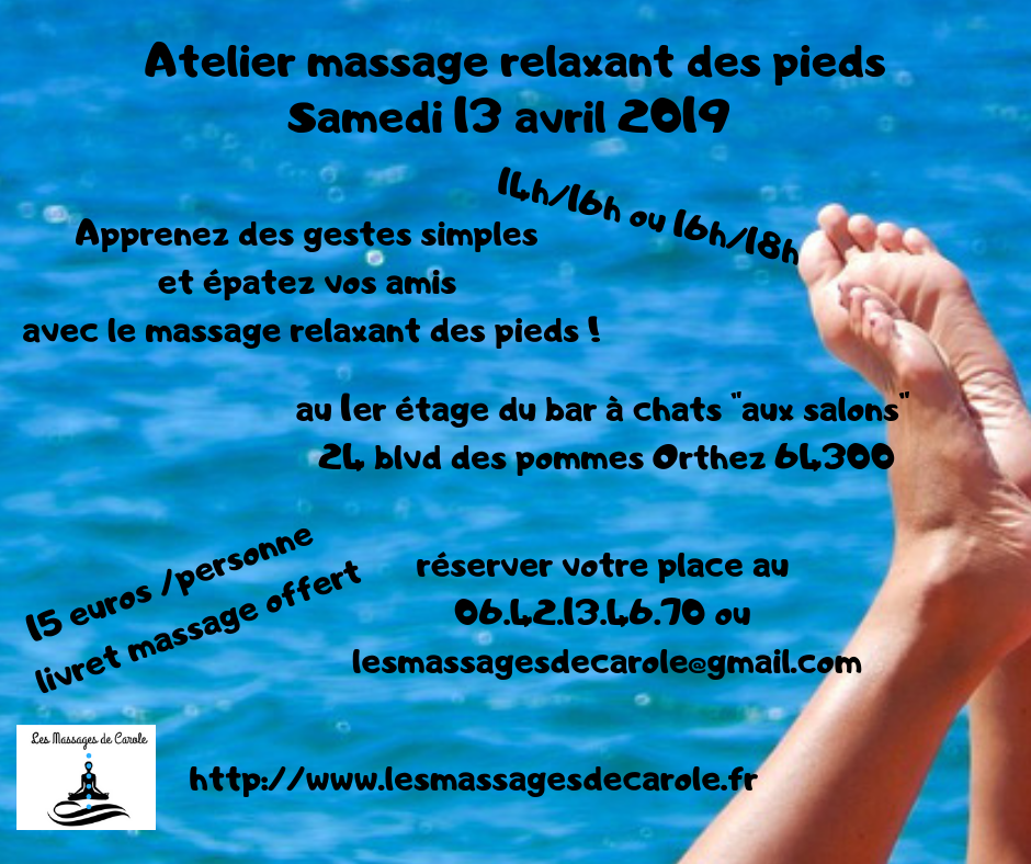 Atelier massage relaxant des pieds